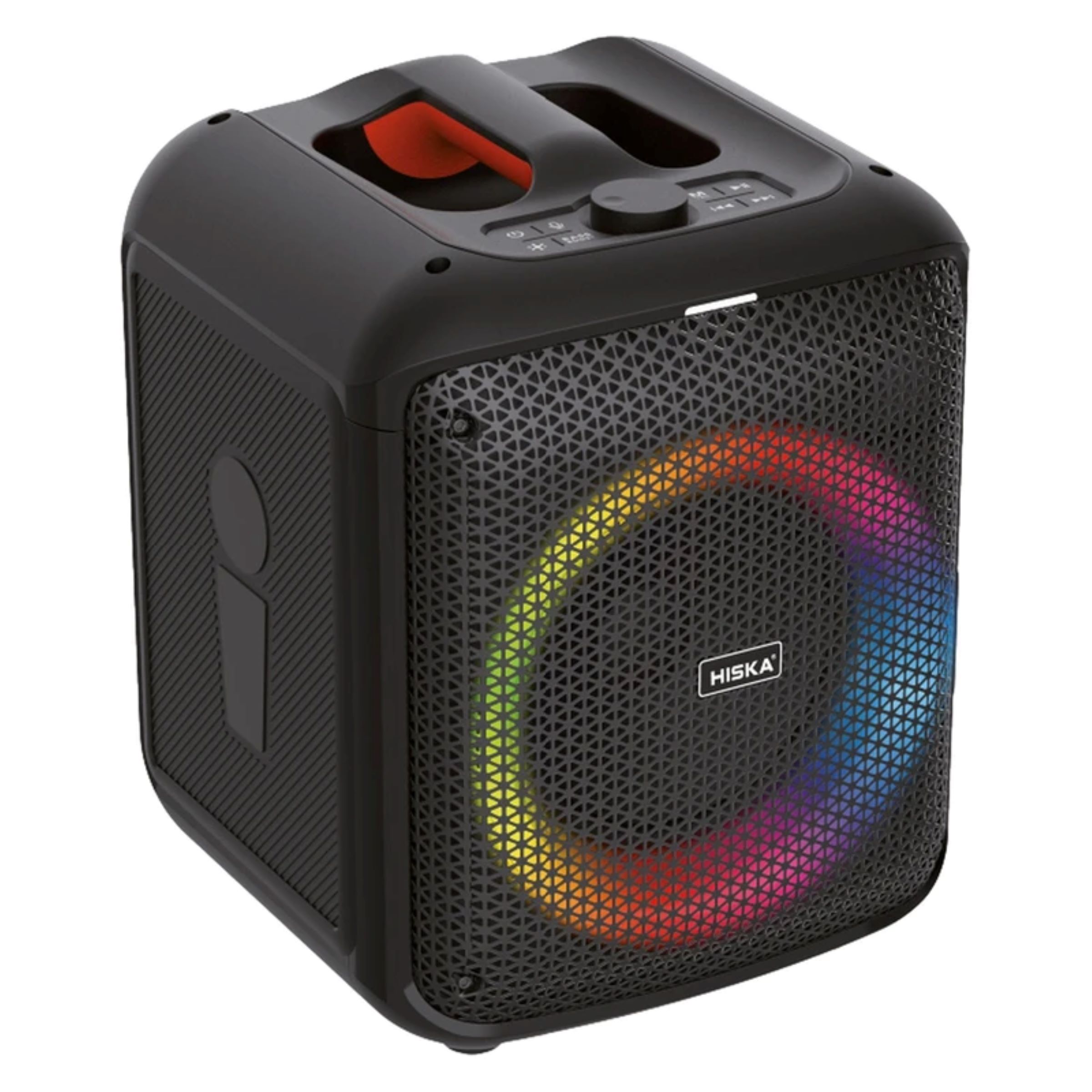 اسپیکر بلوتوثی قابل حمل هیسکا مدل B175، مدت زمان پخش 4 ساعت، نسخه بلوتوث 5، همراه با میکروفون وایرلس، ریموت کنترل، کابل AUX، کابل USB به Type-c، درگاه ارتباطی شامل ورودی TF، دارای نورپردازی، قابلیت TWS، ضبط صدا